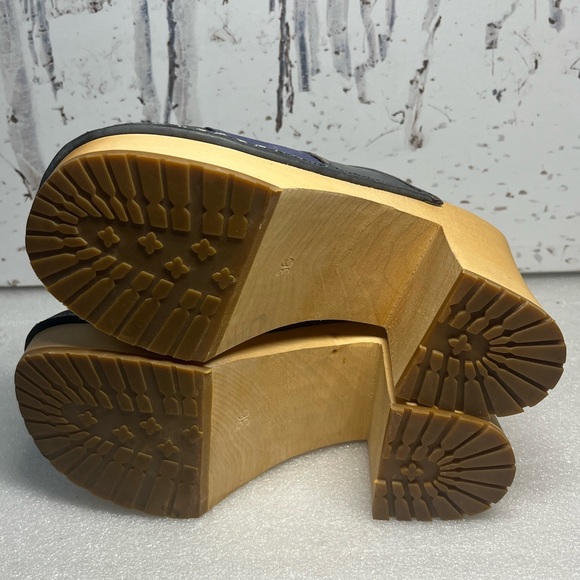 Hasbeens Swedish Color Block Mule with Wooden Heel Clogs Slip Ins Sz 36 - Picture 8 of 12